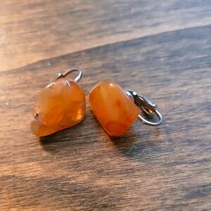 Elegant Carnelian Agate Orange Stone Earrings